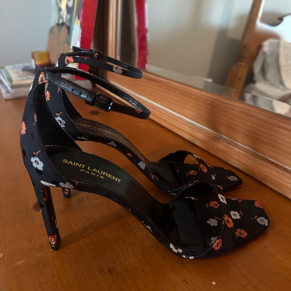 Saint Laurent Bea Ankle Strap Sandals In Nero Multicolor 41 - Picture 12 of 15